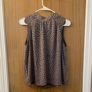 Elegant Brown Floral Sleeveless Blouse